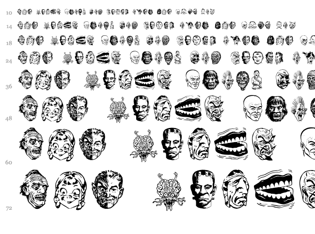 JMH Eerie Dingbats font waterfall